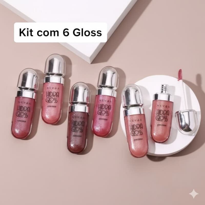 Kit com 6 cores Gloss Labial brilho labial Hidratante Vivai 8ml - Brilho Intenso e Textura Leve.