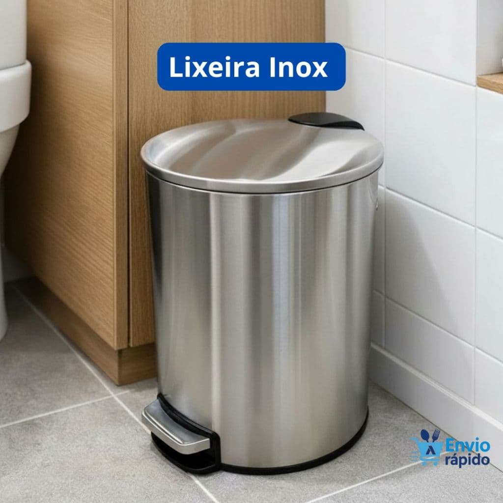 Lixeira Inox Slim com Pedal Vários Tamanhos Cesto Removível Interno Banheiro Escritório Cozinha Lixo