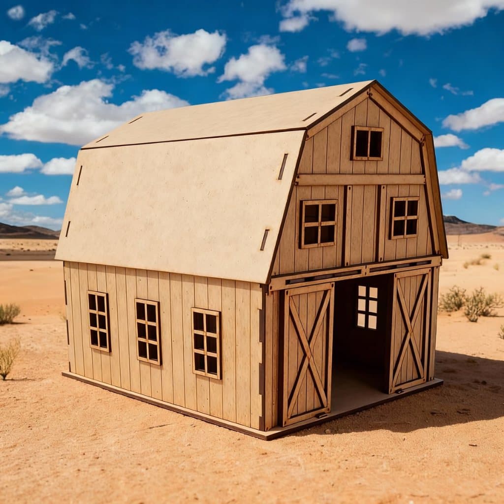 Miniatura Celeiro de Fazenda Escala 1:18 Maquete Cenário Diorama e Decoração Puzzle 3D