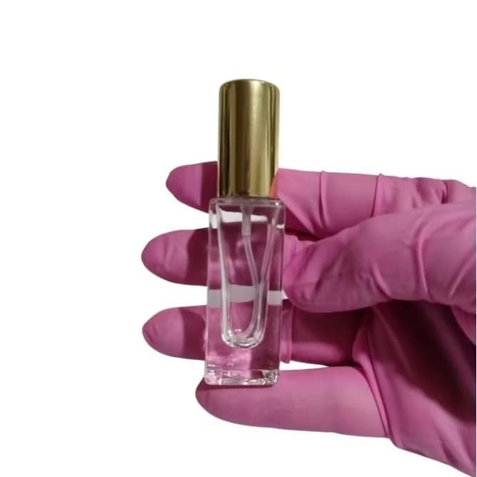 25 Frascos de vidro square 5ml borrifador luxo dourado R13 para amostra de perfume