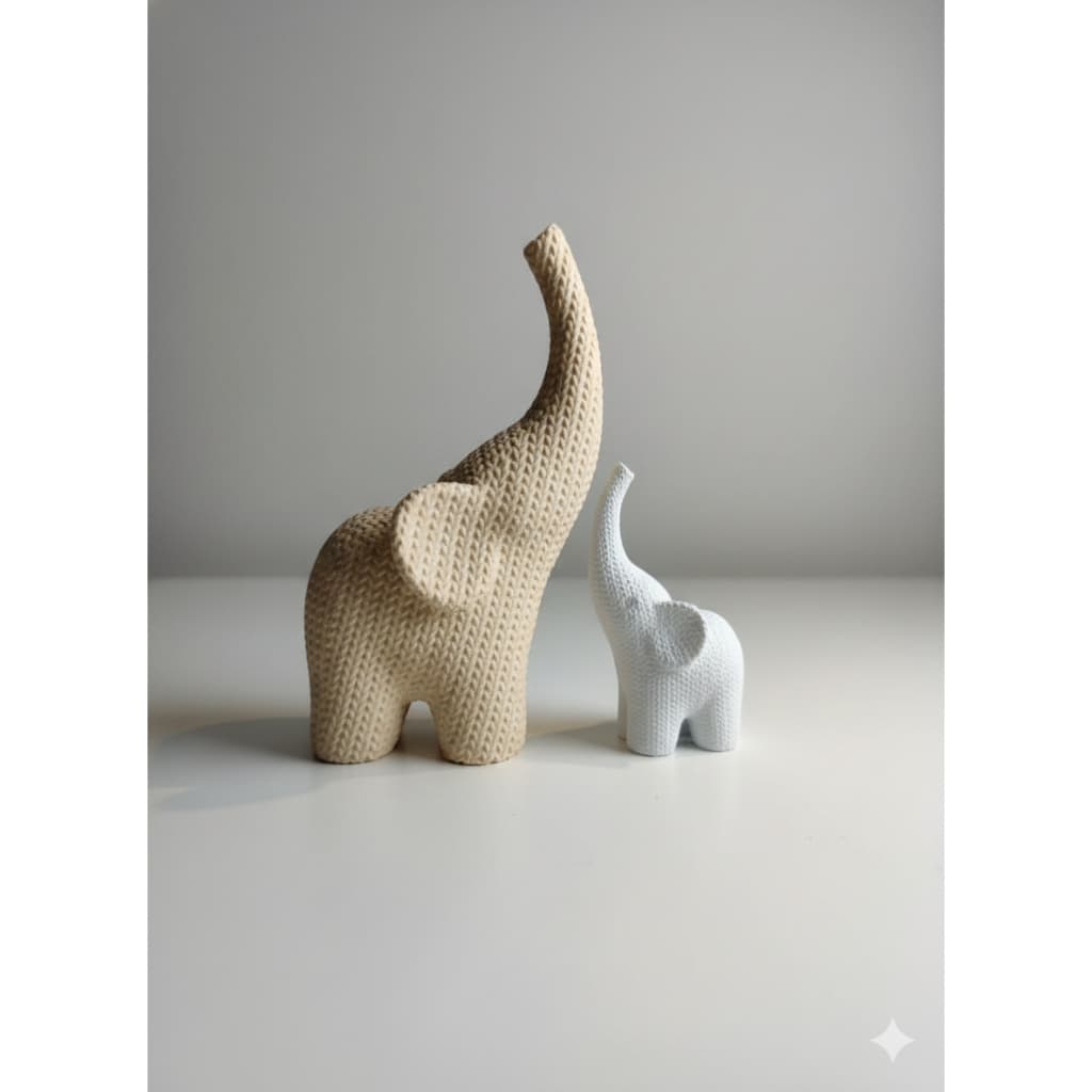 Estátua Elefante Decorativo, Decoração elefante, Kit Mãe e Filhote, Elefante decorativo, Decoração Moderna, Minimalista