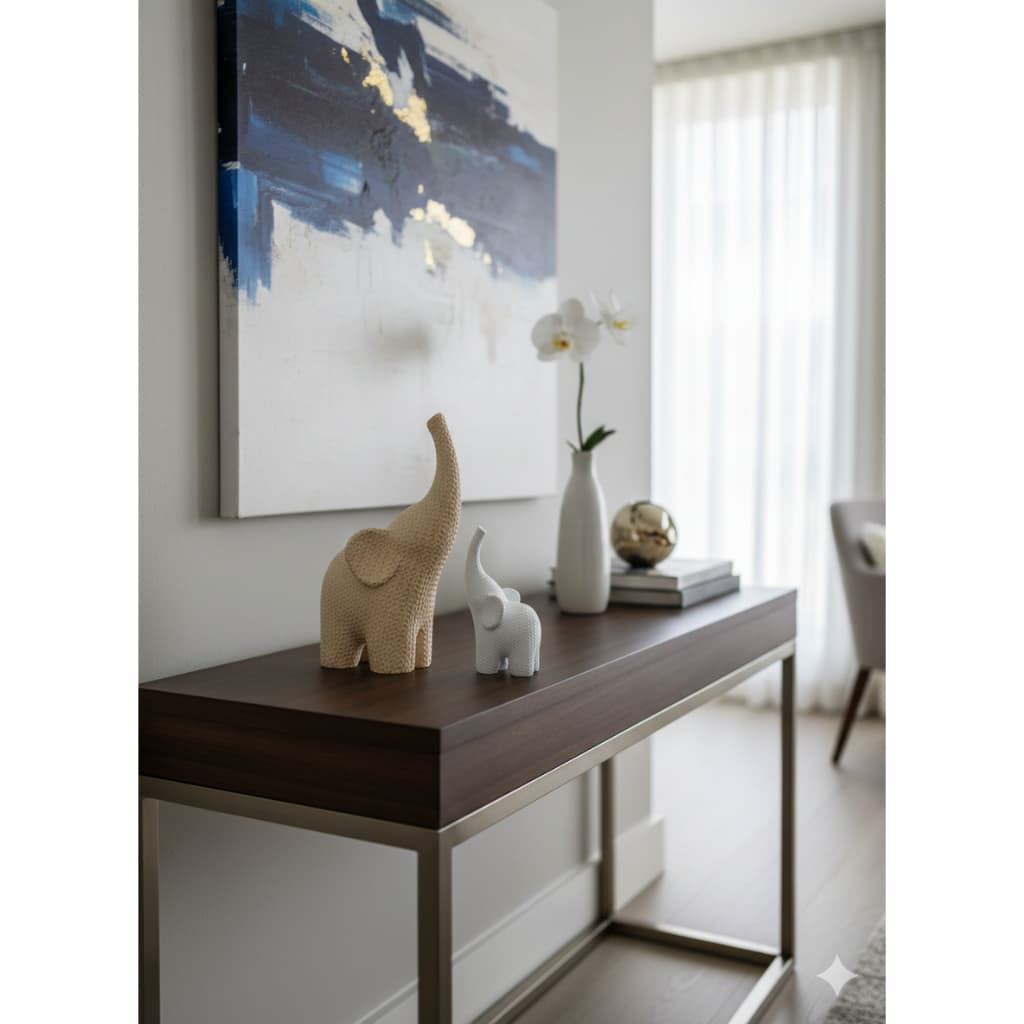 Escultura Elefante Decorativo, Design Minimalista Texturizado, Decoração Premium, Enfeite Sala, Mesa ou Aparador