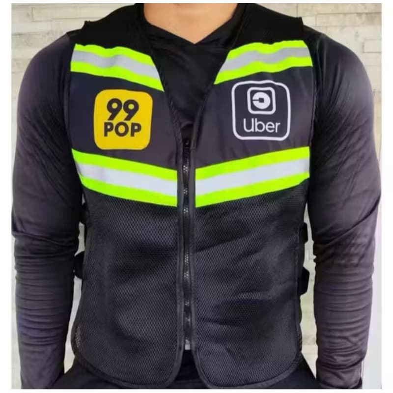 COLETES COM FAIXAS REFLETIVAS VERDE OU LARANJAS………é SÍMBOLO DO UBER E 99POP