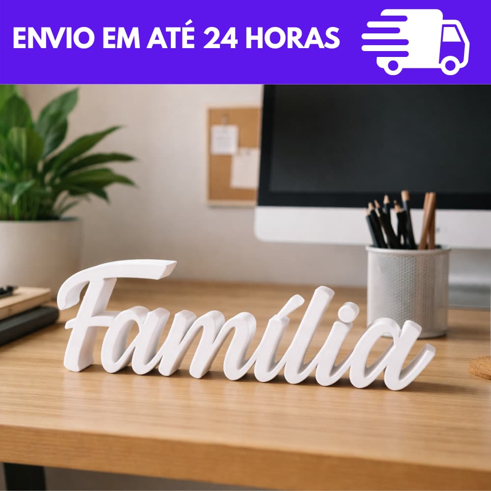 Letreiro Decorativo Família para Sala, Quarto ou Escritório | Presente Moderno e Elegante