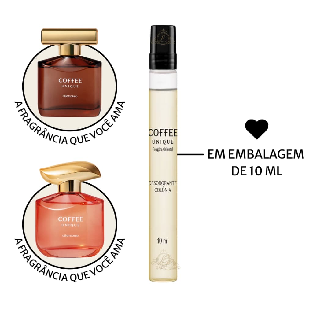 Coffe Unique Woman Coffe Unique Man Perfume Feminino e Perfume Masculino - Perfume de Bolso 10ml