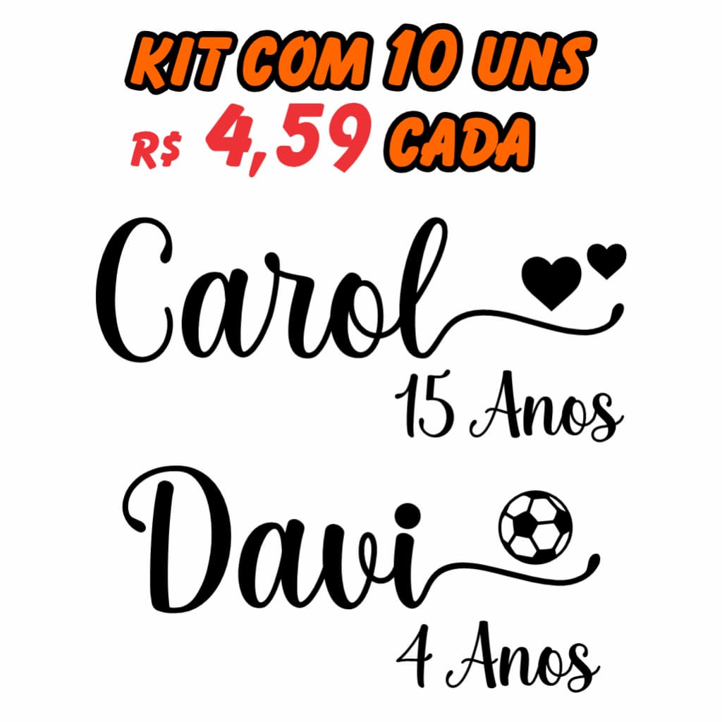 Kit 10 Adesivos Vinil Personalizada P/ taça garrafa de água balões de aniversário e bubble tuppeware