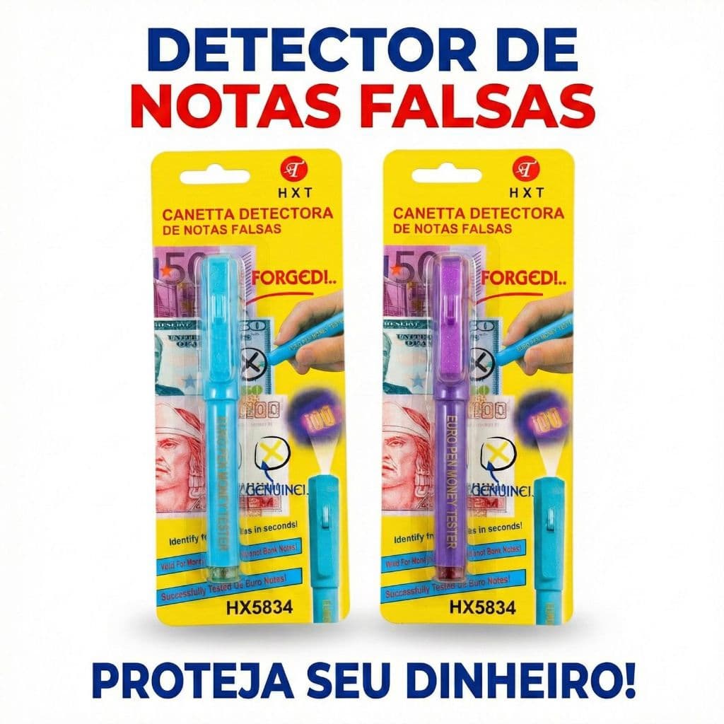 Caneta Detectora de Nota Falsa com Luz Negra – Testador de Dinheiro Azul/Roxo