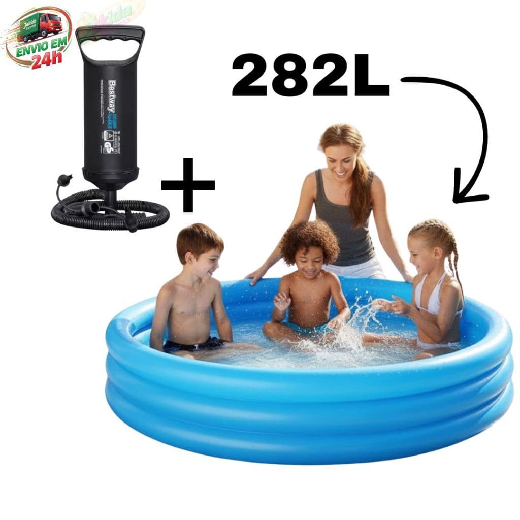 Kit Piscina Infantil e Bomba de Ar 282 litros 1,52m x 30cm Bestway Para Crianças Super Resistente Inflável