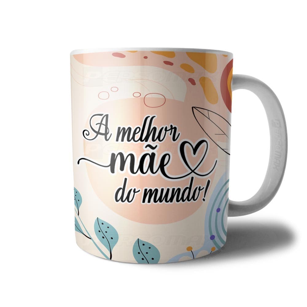Caneca Melhor Mãe do Mundo Presente Aniversário Dia Das Mães Xicara mãe Colorida Floral Diferente