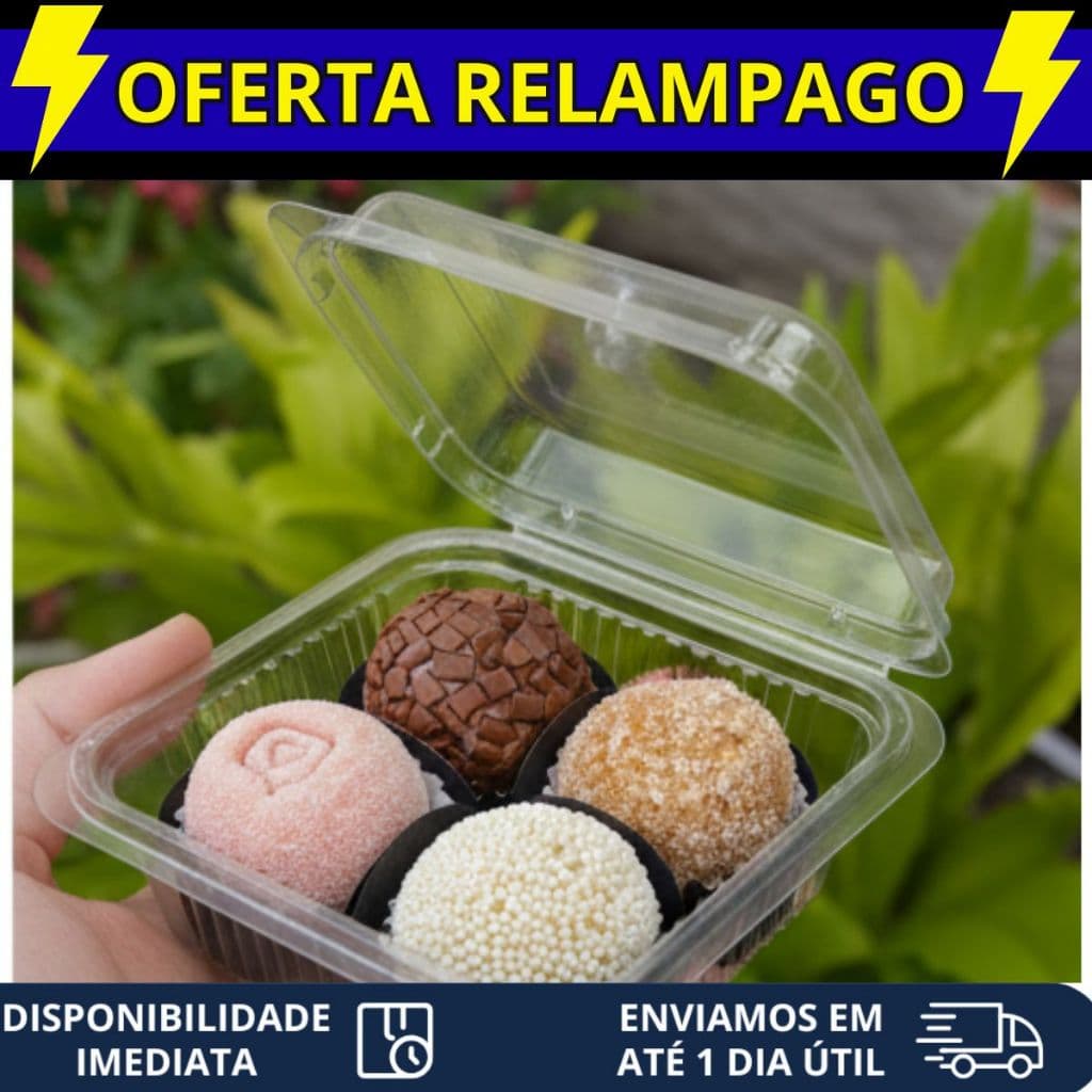 Pote Quadrado 25/100/300 Embalagens para Docinhos Bolo Brigadeiro Lanche 200ml Confeiteiros - 641