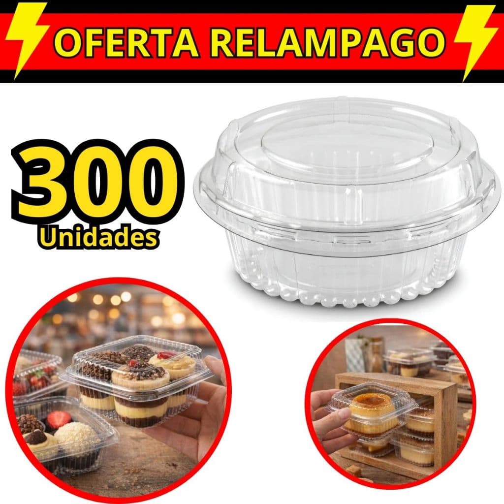 300 Pote Redondo Tampa Articulada Embalagem Sobremesas Pudim Doces para Confeiteiros