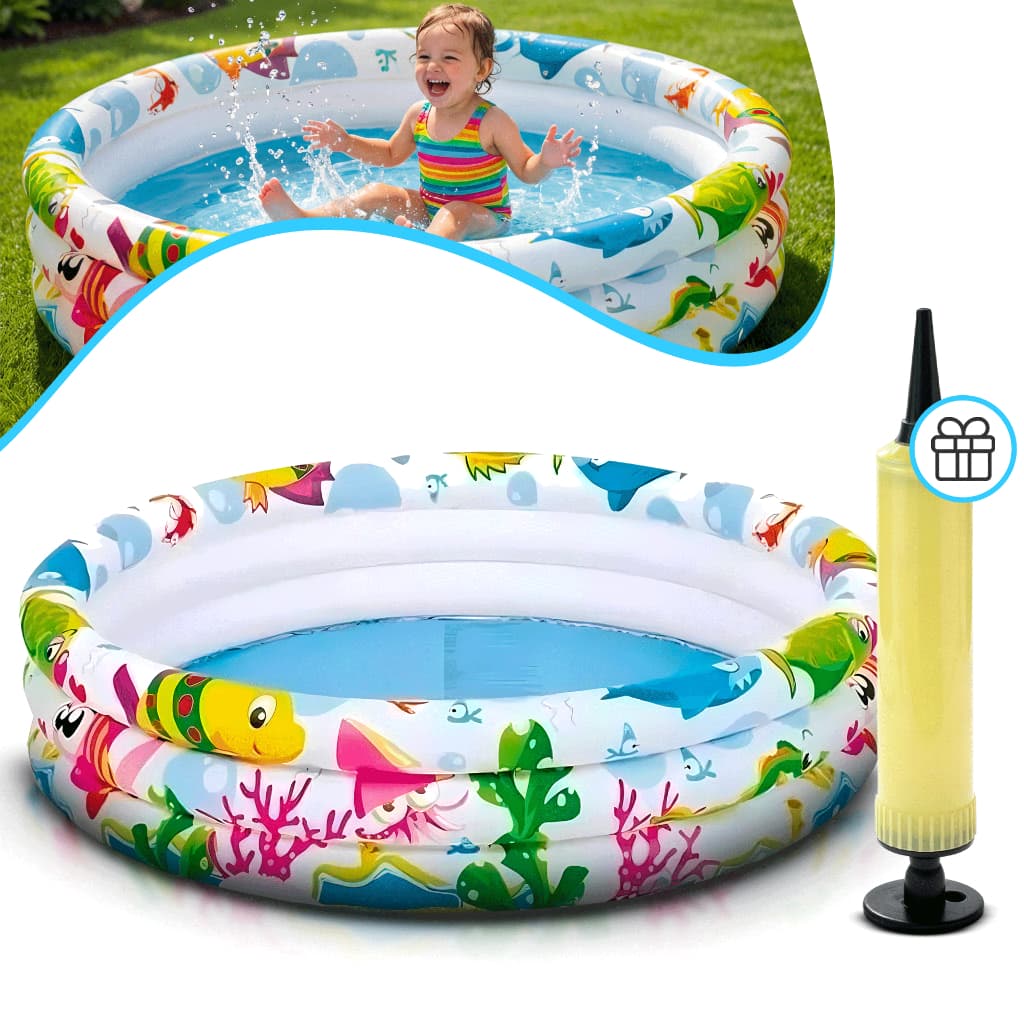 Piscina Infantil Inflável Redonda Pvc Branco 135 Litros Com Bomba Diversão Envio Imediato
