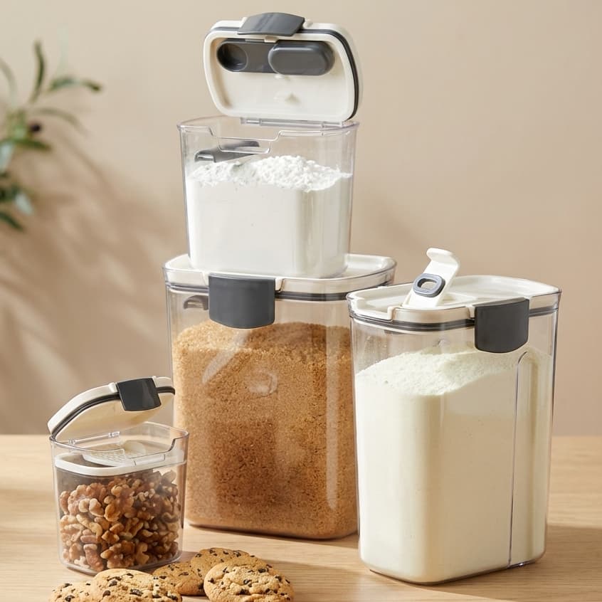 Potes Herméticos Kit 4 Peças Plástico Tampa Vedação Perfeita Organização Conservação Alimentos