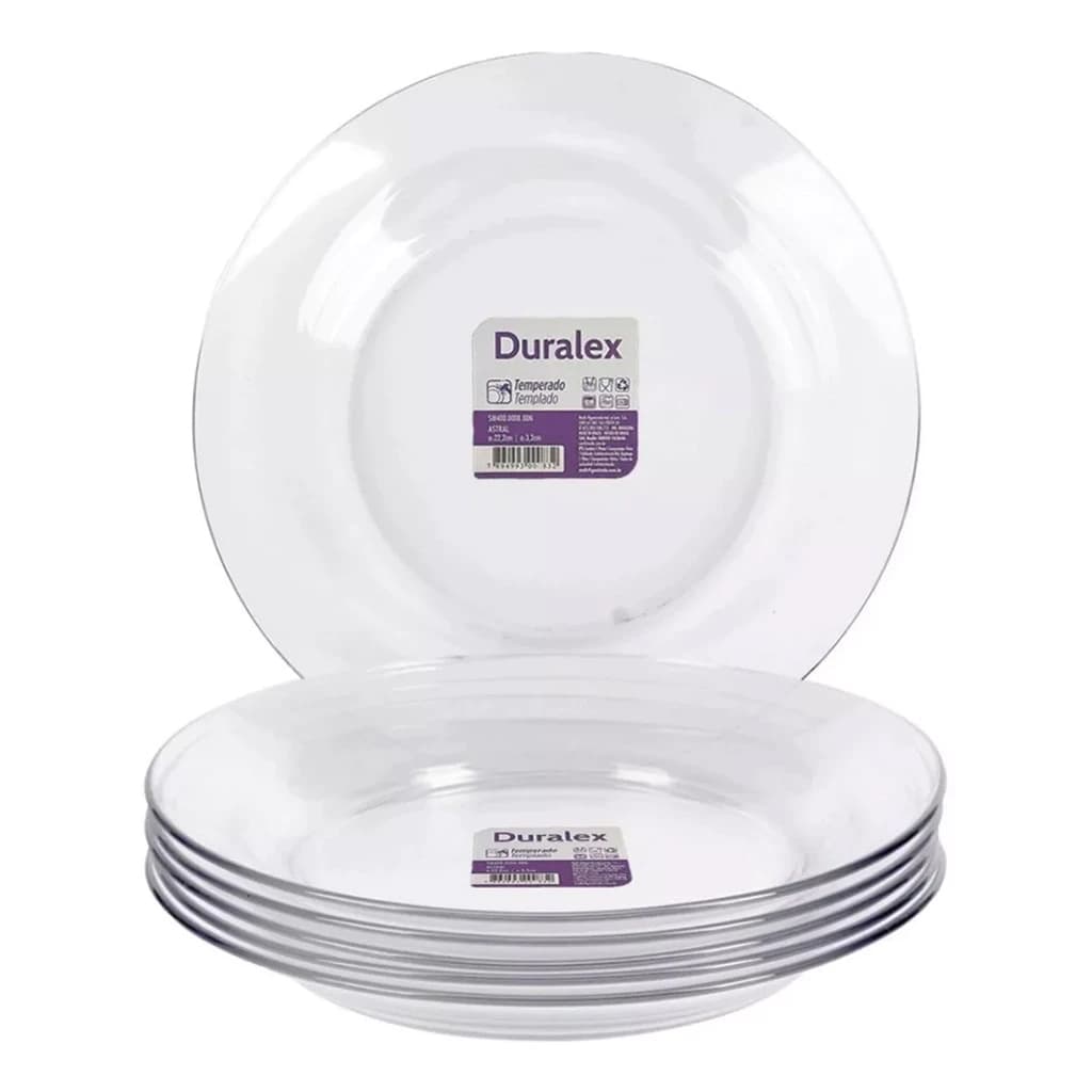 Kit 12 Pratos Duralex Fundo Astral 22,2 cm – Vidro Temperado, Resistente, Vai ao Micro-ondas e Lava-louças