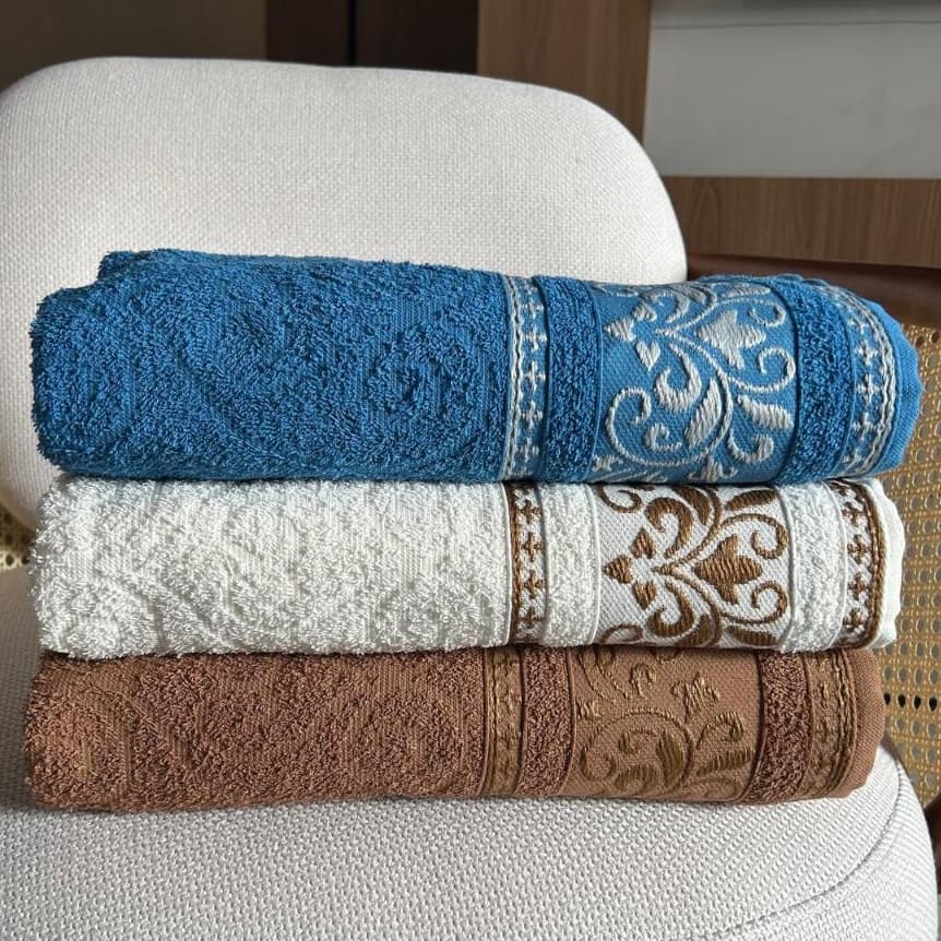 Kit 3 Toalha Banho Imperial 100% Algodão Tam 75cm x 130cm Qualidade Premium Felpuda Luxo