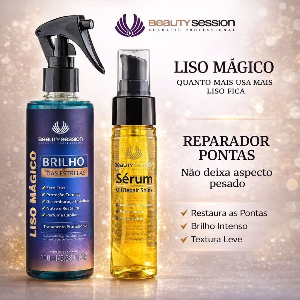 Protetor Térmico Brilho das Estrelas 100 ml + Reparador de Pontas Oil Repair Shine 45 ml - Beauty Session Professional