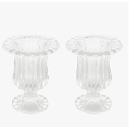 Kit 2 Vaso de Vidro 14cm Lyor C/ Pé Transparente Renaissance  Decorativo Sala