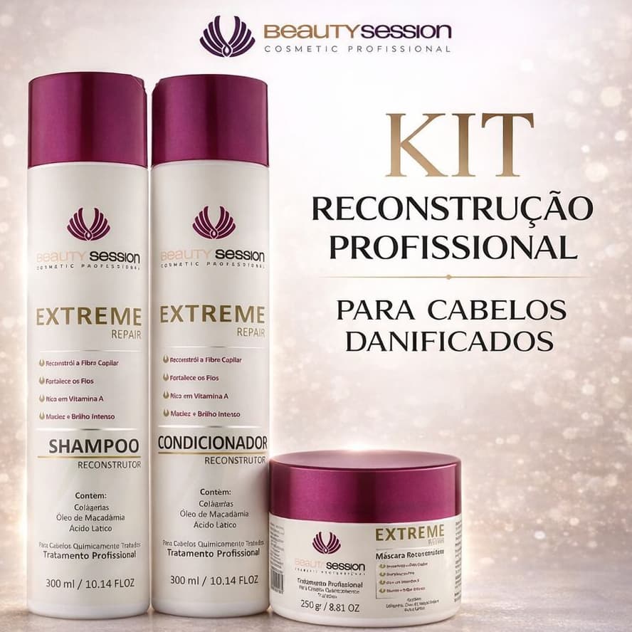 Kit Reconstrução Extreme Repair Profissional - Beauty Session Cosmetic Professional