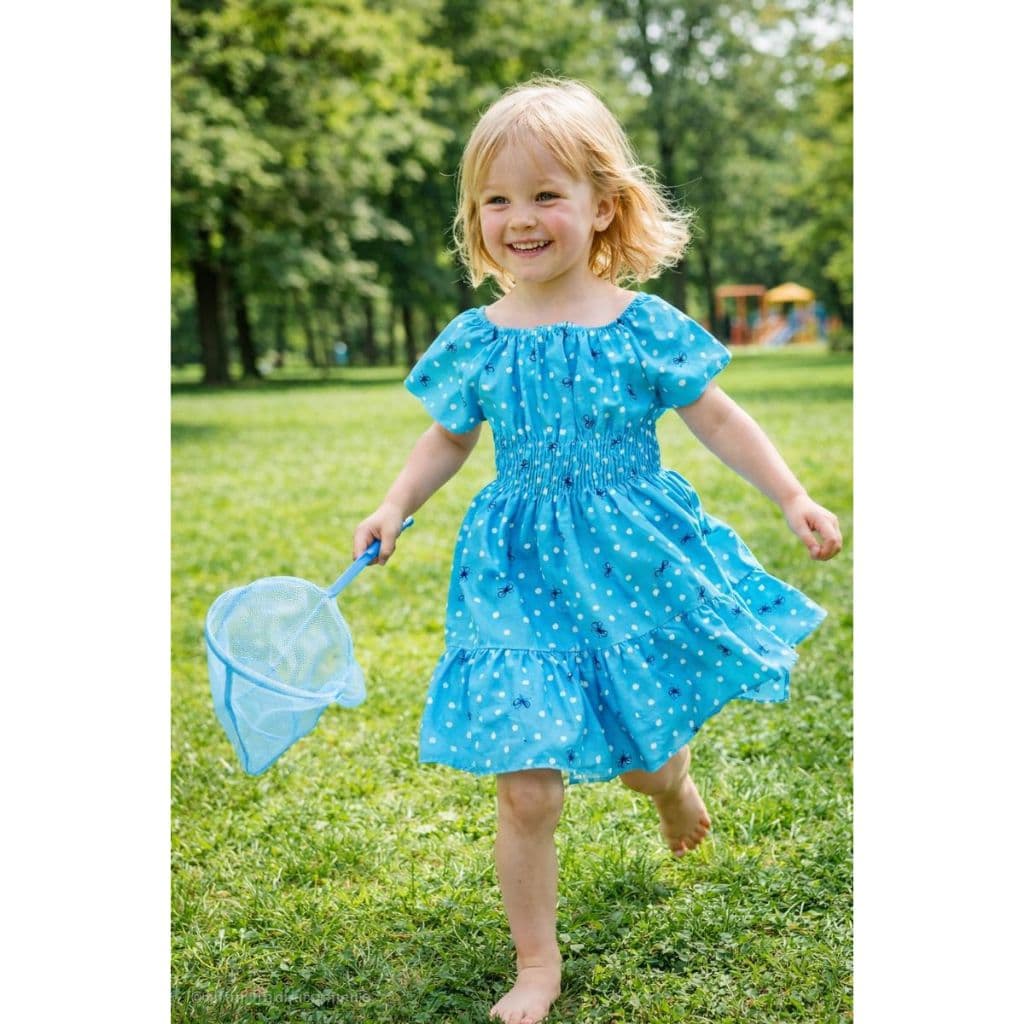 Vestido Floral Rodado para Menina com Elastico na Cintura e Babado.