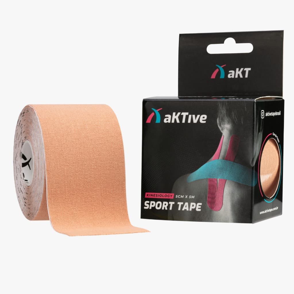 Bandagem Elástica Fita Adesiva Kinésio Tape Original Aktive tape Bege