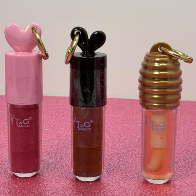 KIT 3 LIP OIL COM CHAVEIRO GLOSS COM CHAVEIRO LIP HONEY GLOSS CHOCOLATE LIP BUNNY