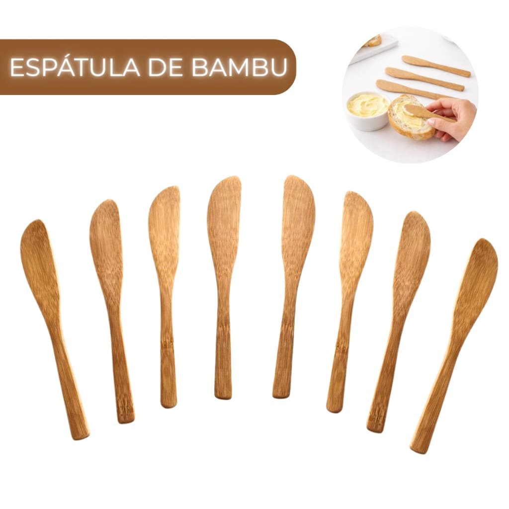 Kit 4/8/12 Espátula de Manteiga de Bambu Espátula de Patê Cantinho do Café Mesa Posta