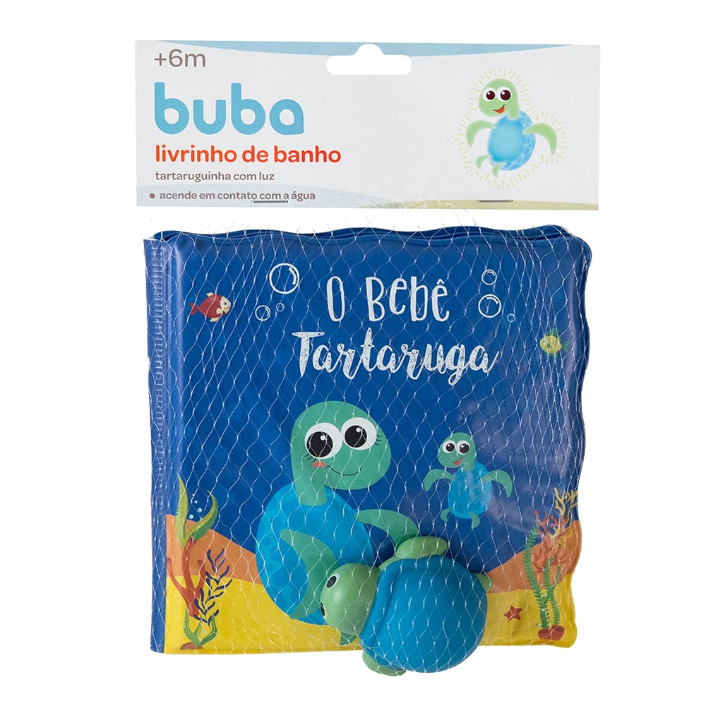 Livrinho de Banho Bebê Tartaruga com Brinquedo que Acende na Água | Buba +6 Meses