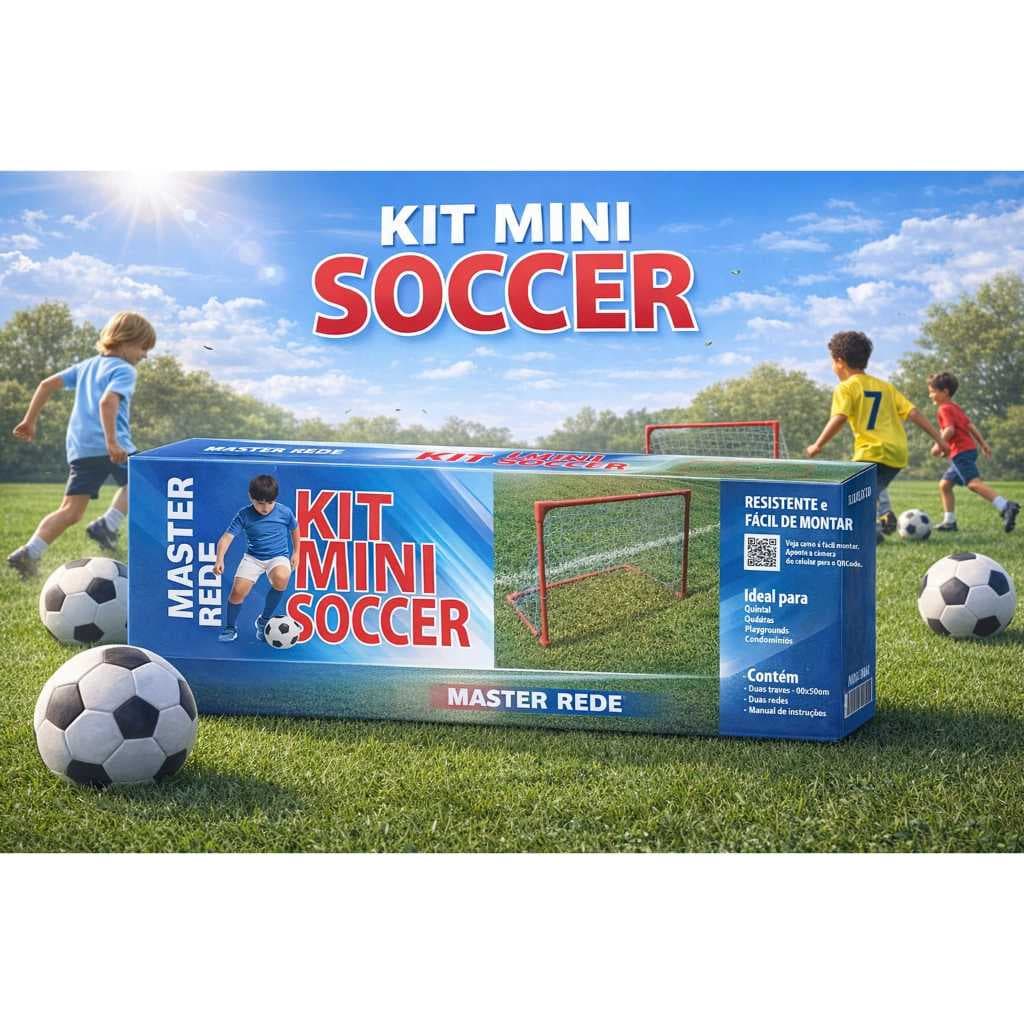 KIT MINI SOCCER DUAS TRAVES DESMONTAVEL COM REDE