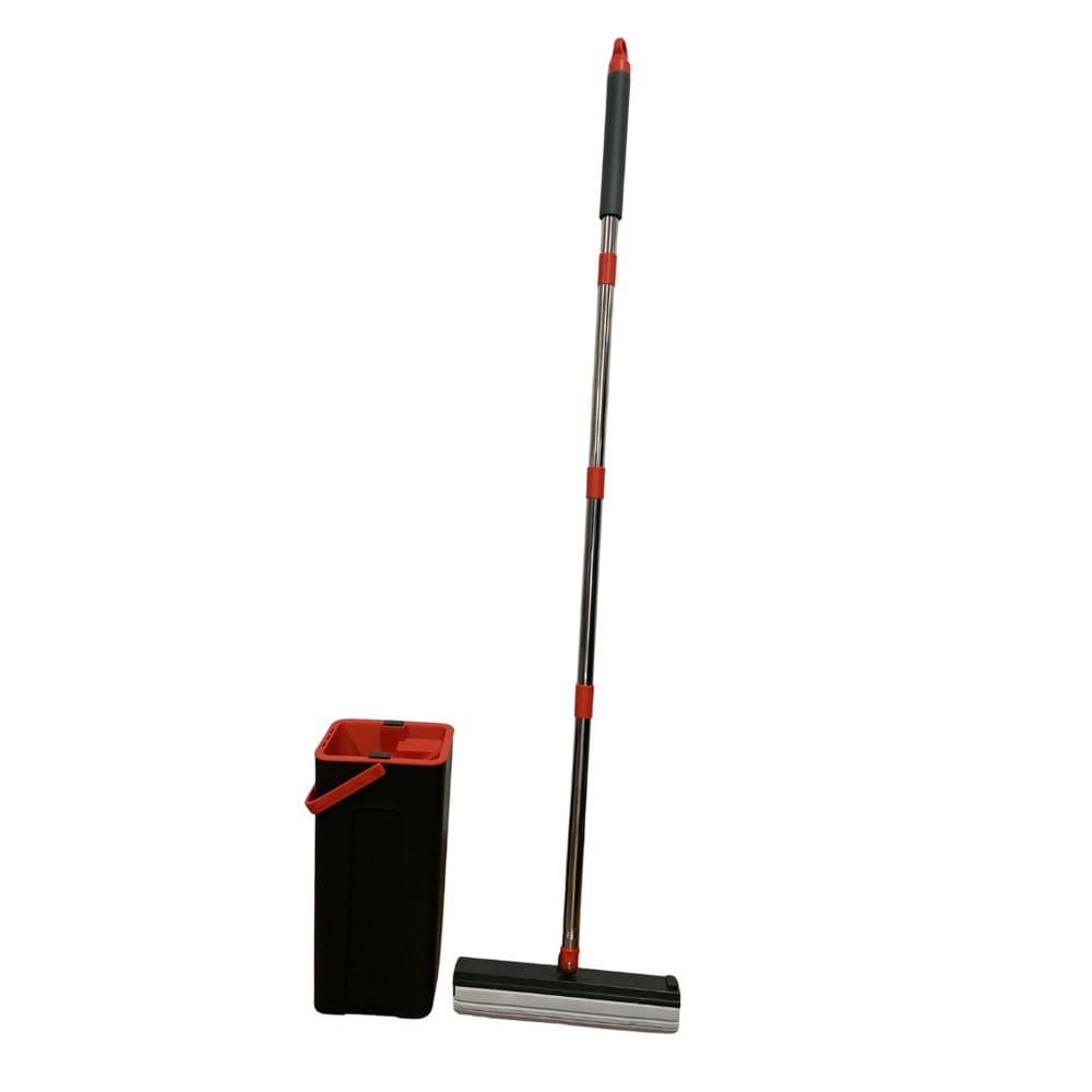 Mop Esponja com Balde e Cabo em Inox | Mop de Limpeza Prático para Casa
