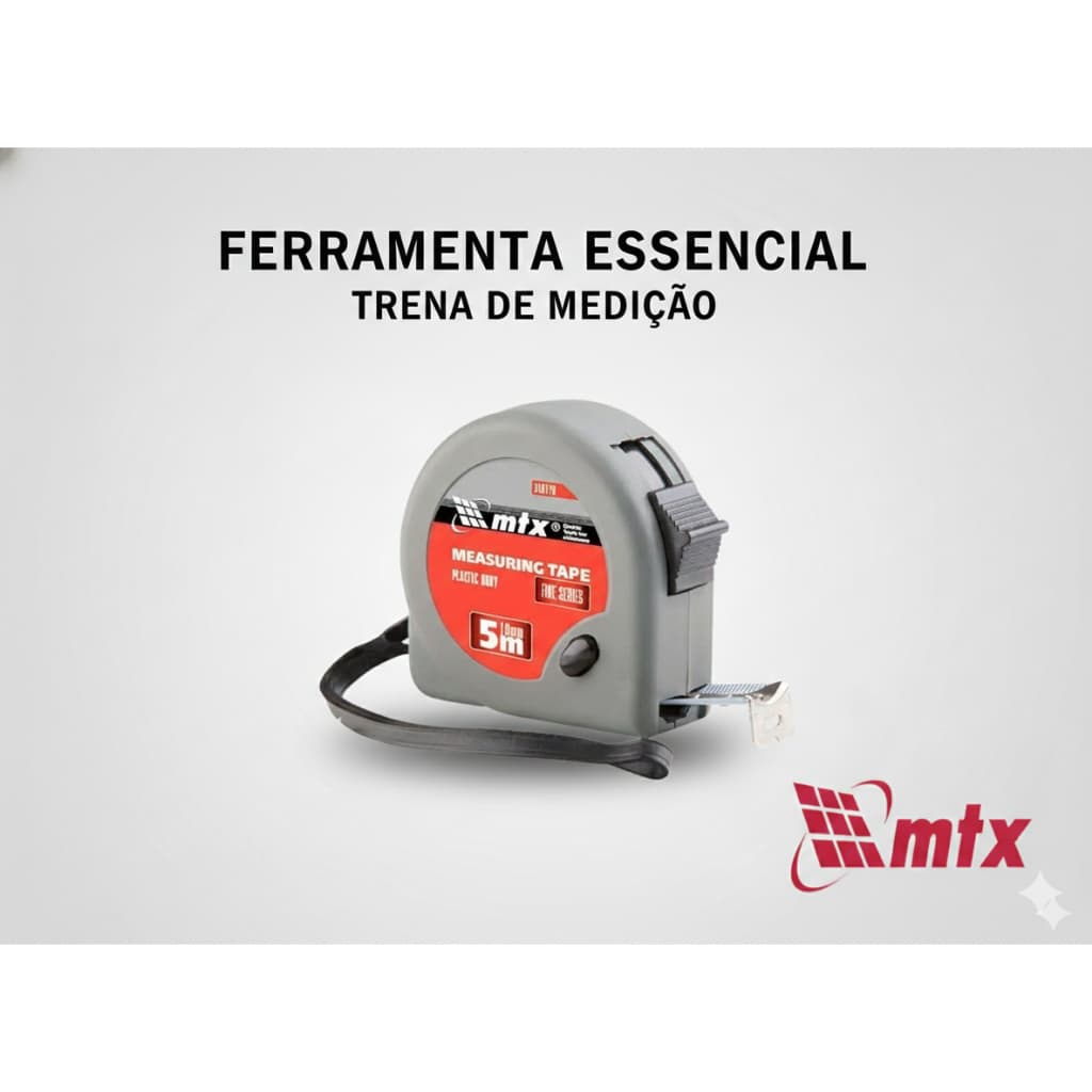Trena de Medição MTX 5m x 19mm Profissional Emborrachada Resistente com Trava Original