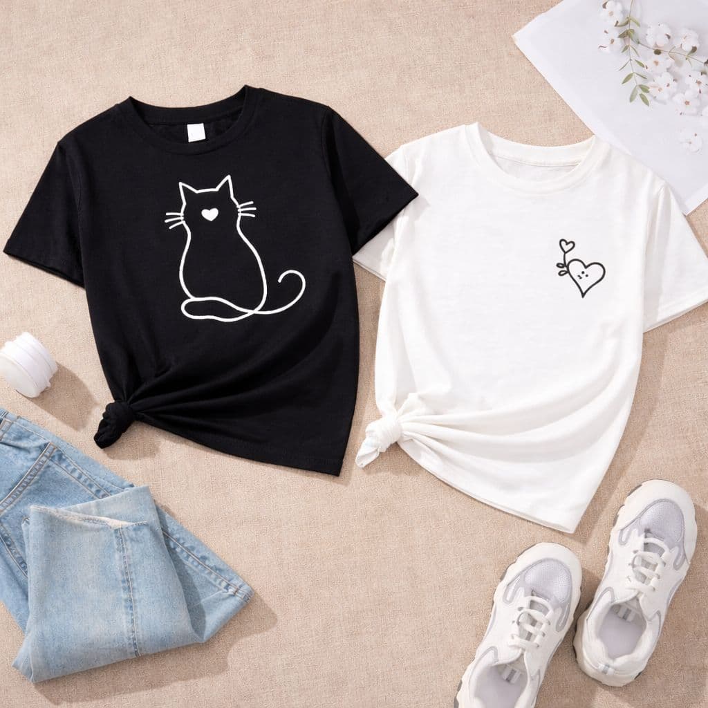 KIT 2 CAMISETAS T-SHIRT FEMININA 100% ALGODÃO TENDENCIA MODA FEMININA