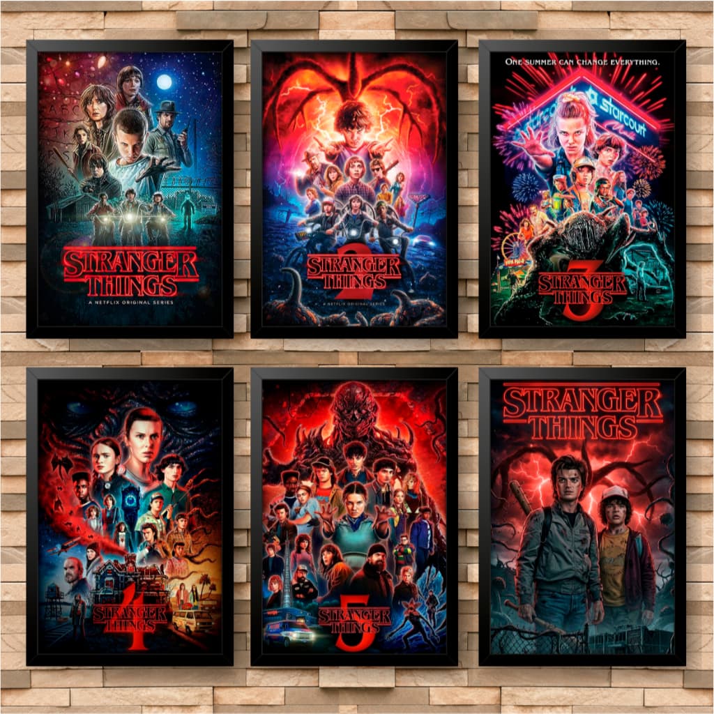 Quadro Decorativo Stranger Things | Poster Moldura e acetato Decoração Série Geek Nerd game netflix