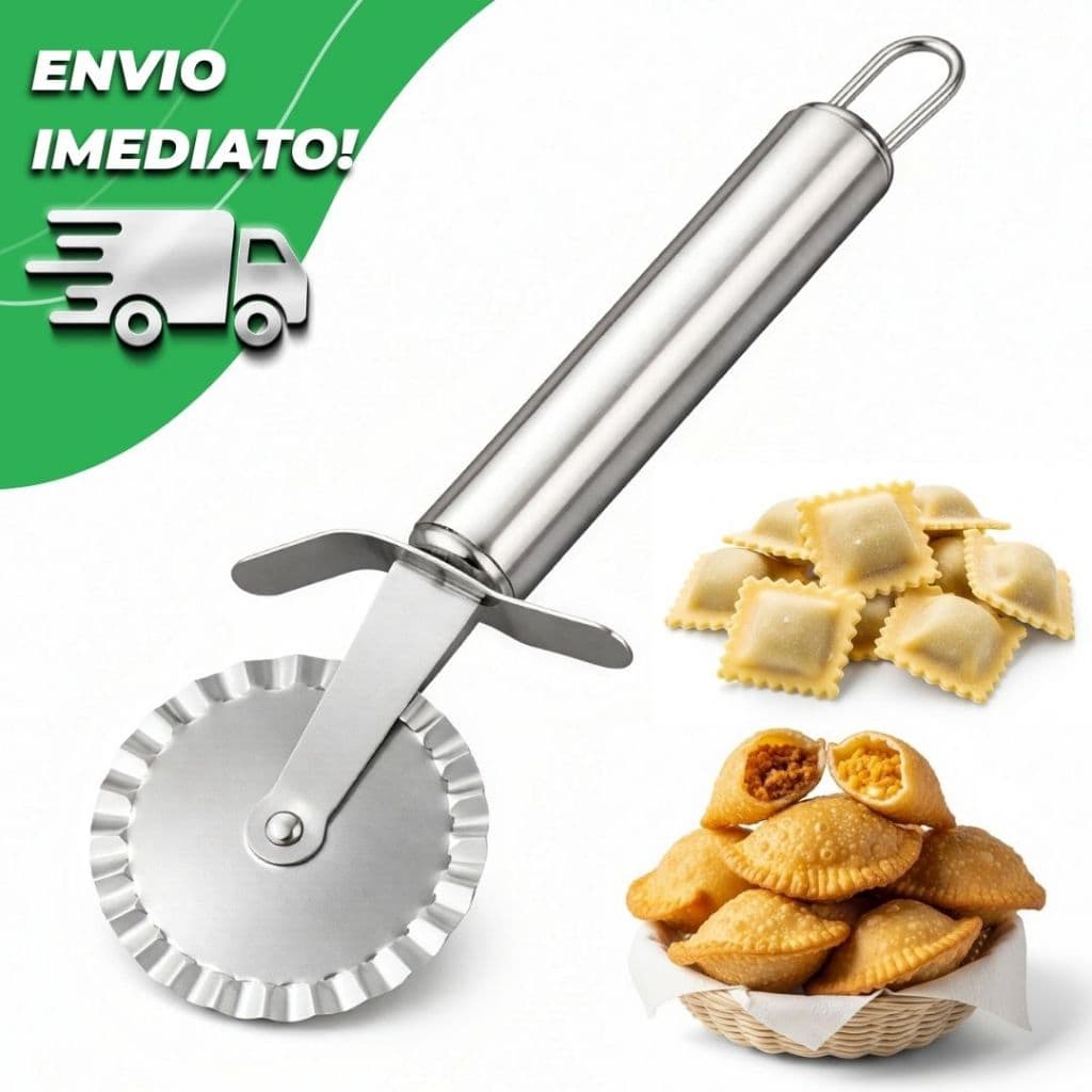 Carretilha Cortador de Pastel Premium Fechador e Corta Massas Profissional Ravioli Inox