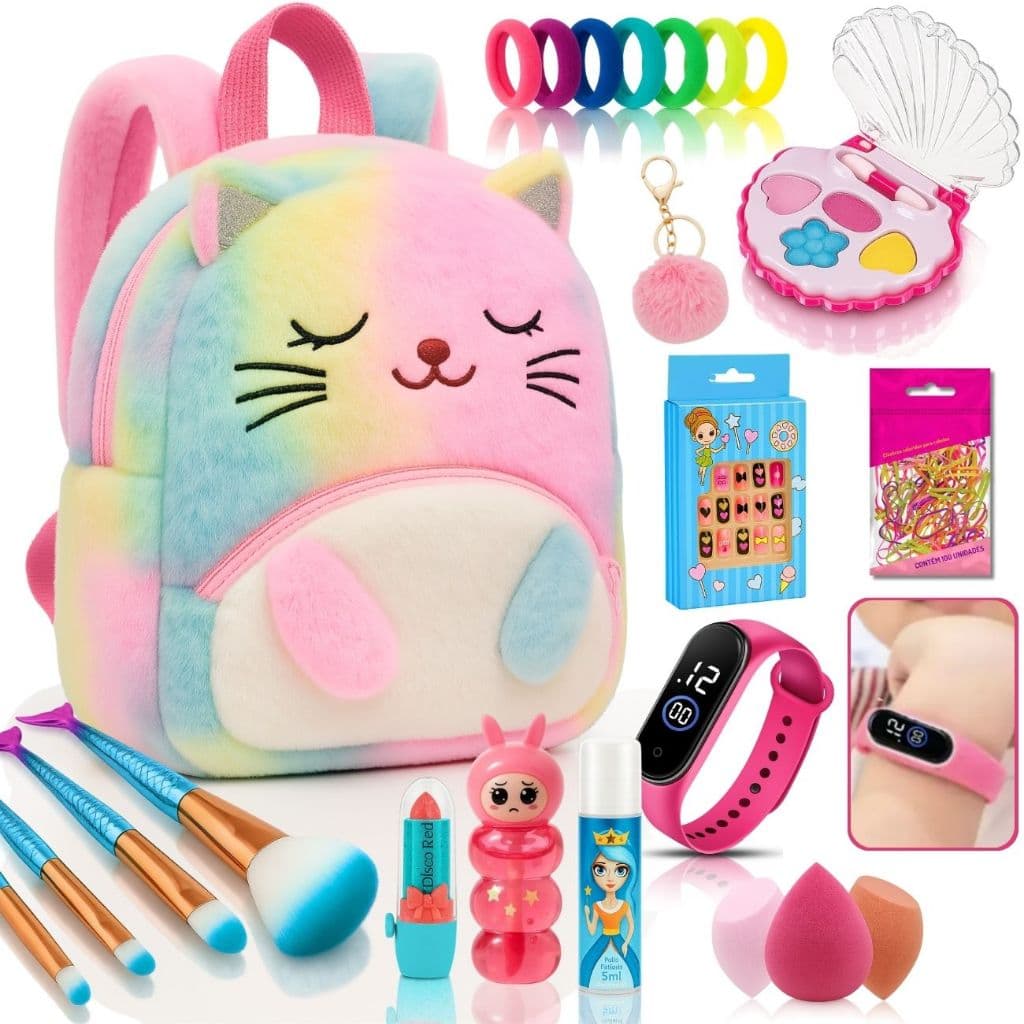 KIT DE MAQUIAGEM INFANTIL COMPLETO PRESENTE MENINA CRIANÇA MOCHILA UNICÓRNIO GATINHO ENVIO IMEDIATO