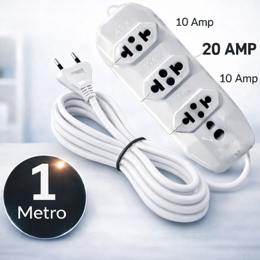 Extensão Elétrica 1 metro Reforçada - fio 2,5 mm paralelo Branco
