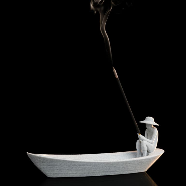 Incensário Pescador Canoa Porta Incenso Zen Relaxamento e Decoração