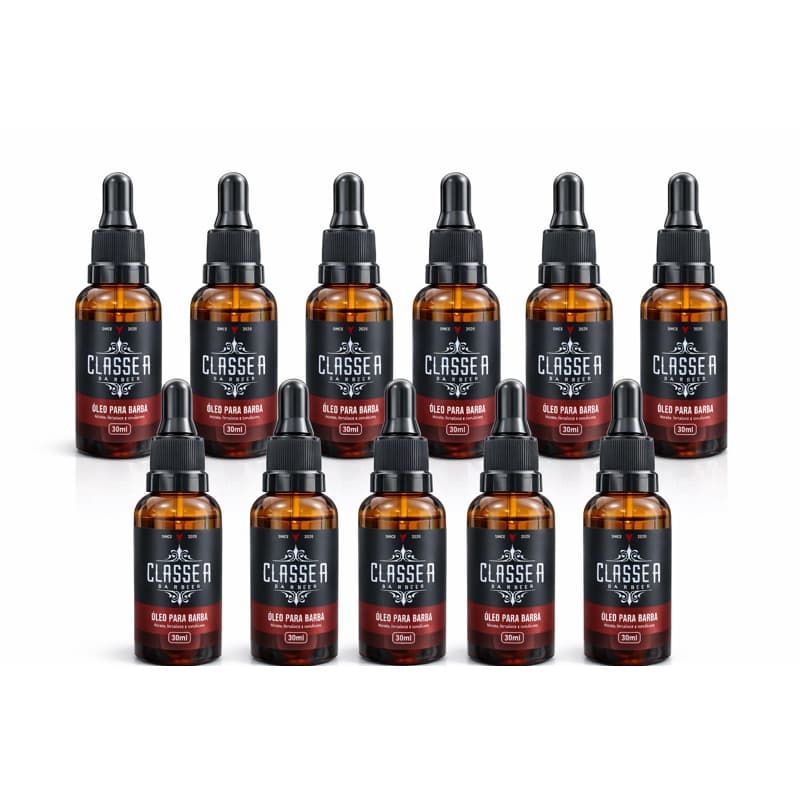 12x Óleo Para Barba 30ml Classe A  Possui Hidratantes e Fortalece Os Fios Profissional 12UN