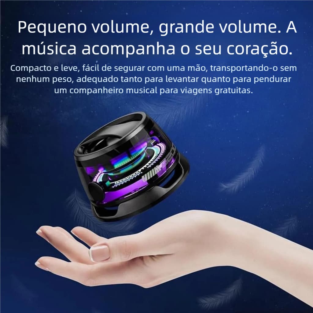 Caixa de Som Portátil LED RGB - Magnética Bluetooth Mini à Prova d'Água Atmosfera Colorida