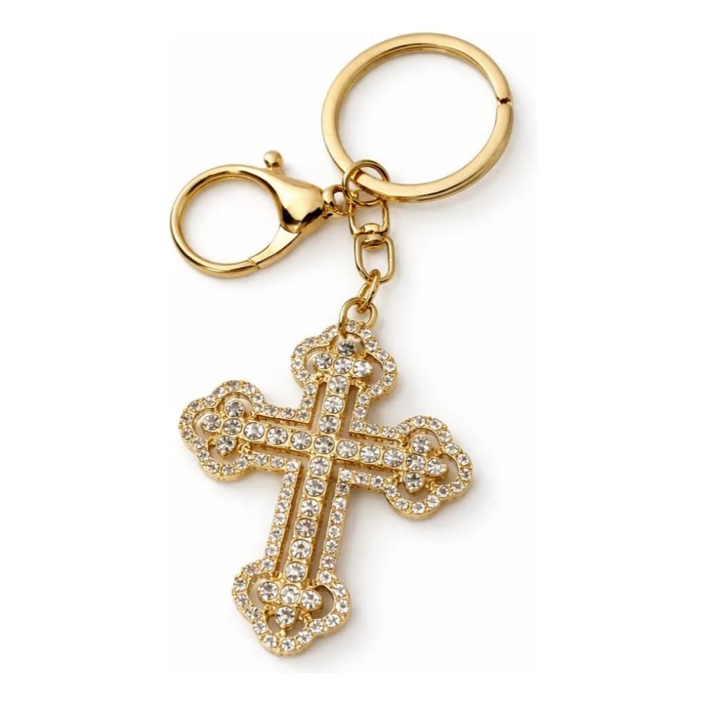 Chaveiro Cruz Religioso Jesus Cristo Brilho Fé Pingente
