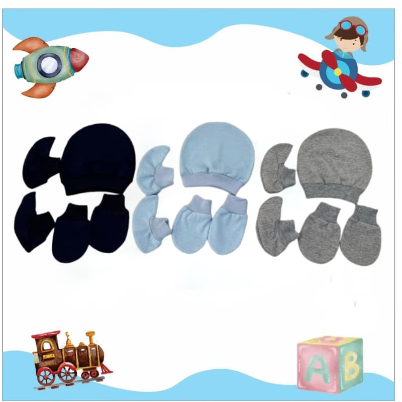 Kit Touca, Luvas, e Sapatos de Bebê Recém Nascido Temos 2 Opções 3 e 9 Peças Malha Hipoalergênico 100% Algodão.
