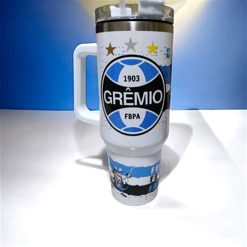 Copo Garrafa Térmico inóx 1200ml Personalizado Time Torcida  Premium com Tampa e Canudo