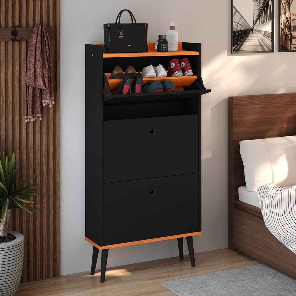 Sapateira Vertical Retrô Dark Closet com Pés Palito – 2 ou 3 Portas para até 18 Pares