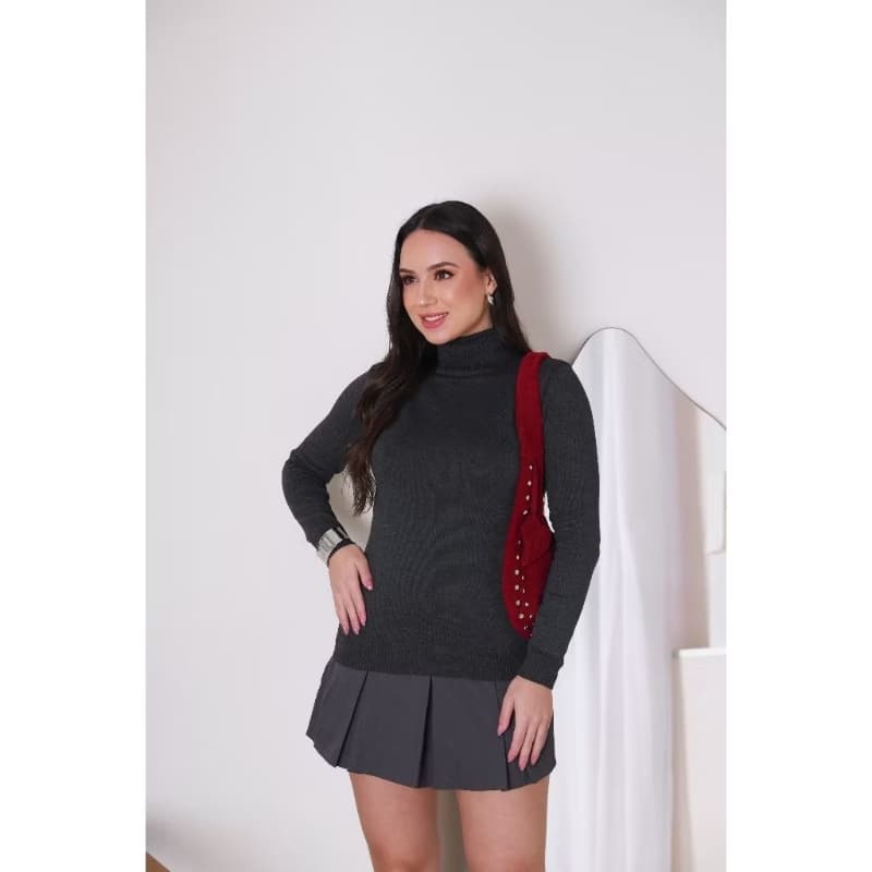 blusa tricô gola alta cacharrel moda