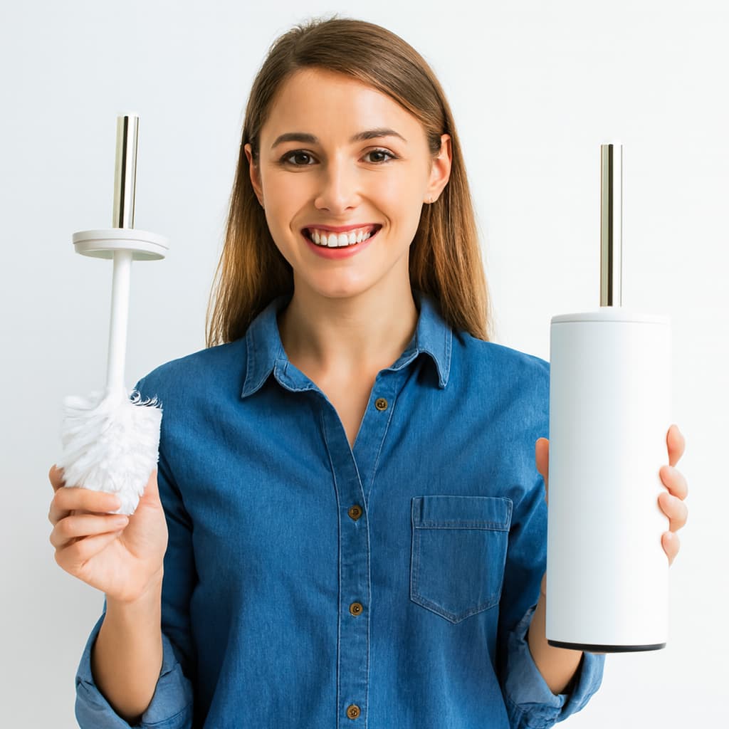 Escova Sanitária Branca Chique Com Suporte
