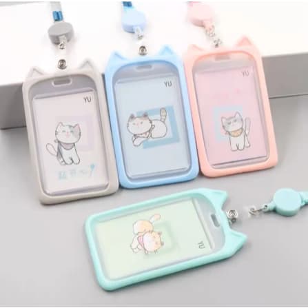 Porta crachá / Porta cartão retrátil de Orelha de Gato