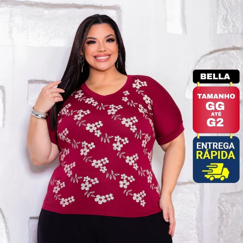 Blusa Manga Borboleta com Estampa Flor Moda Plus Size Tamanho Grande GG G1 G2 Manga Japonesa