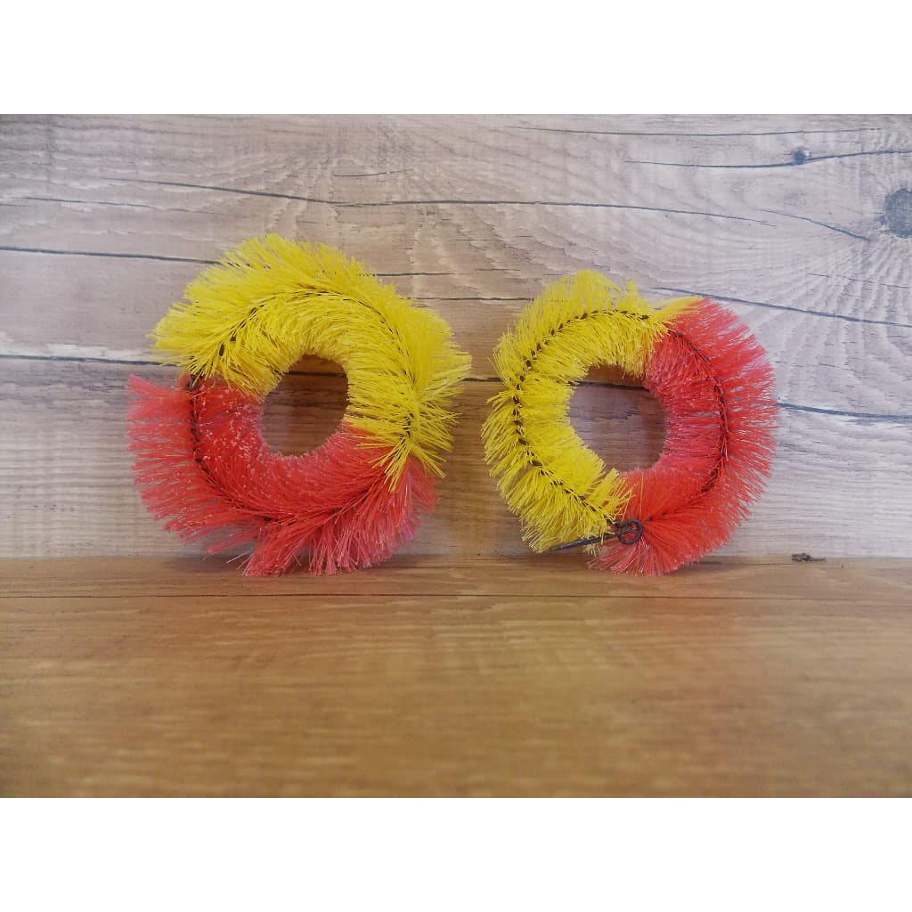 Par De Limpa Cubos De Bicicletas Antigas - AMARELO COM VERMELHO - novo de estoque antigo