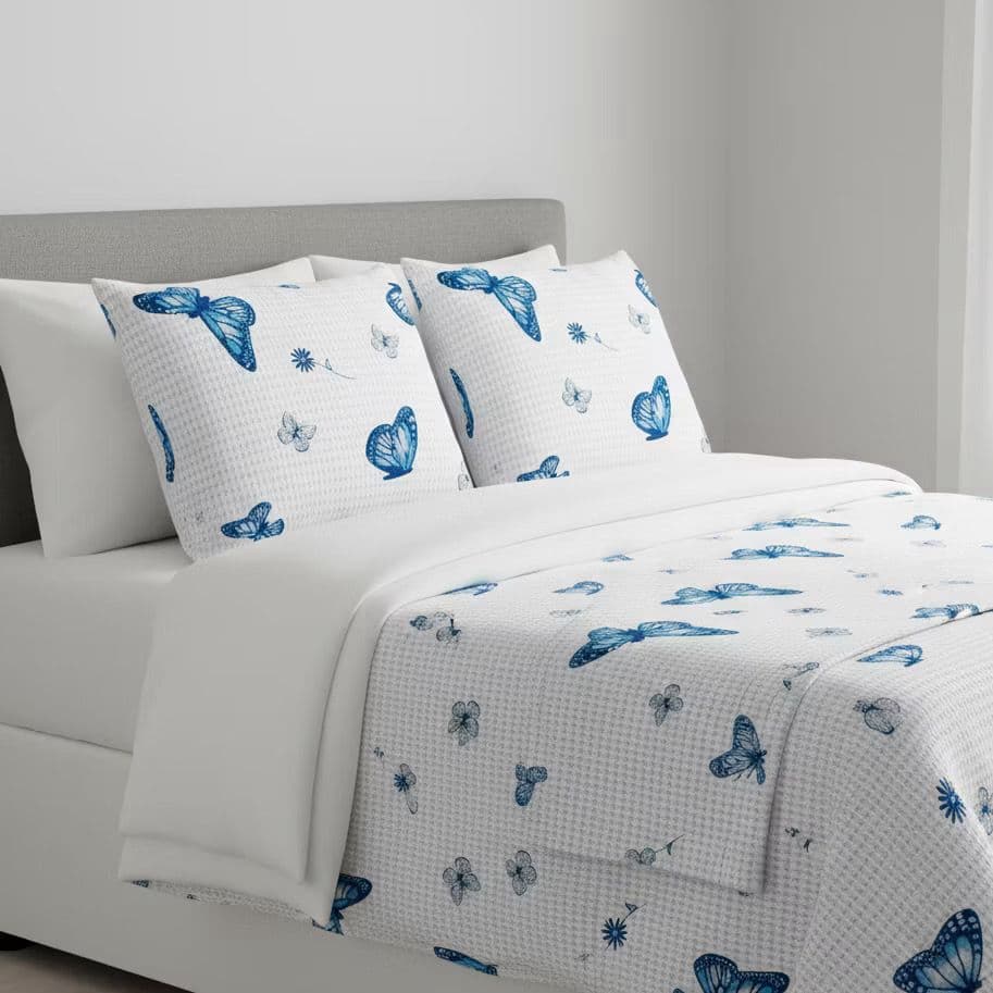 Kit Cama Posta Super King Estampado Piquet 5 Peças Peseira + Porta Travesseiros + Almofadas Decorativas