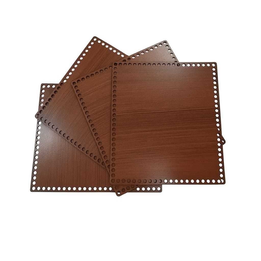 Kit 4 Base Retangular 30x35 cm MDF Tabaco para Bandeja Cesto Crochê Fio de Malha