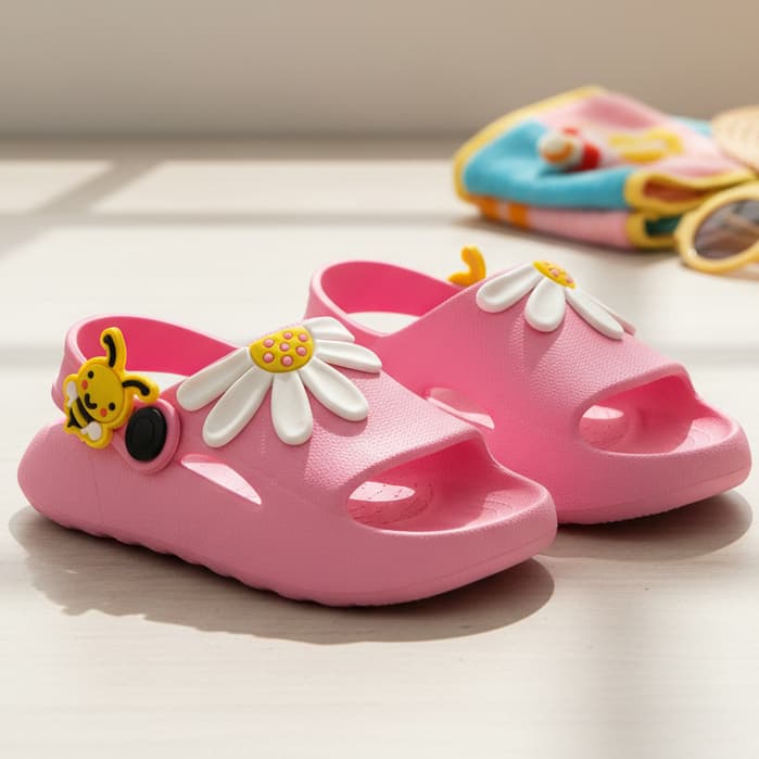Chinelos Nuvem Slides Infantil Meninas Macios Confortável Leve Florzinhas Abelhinhas